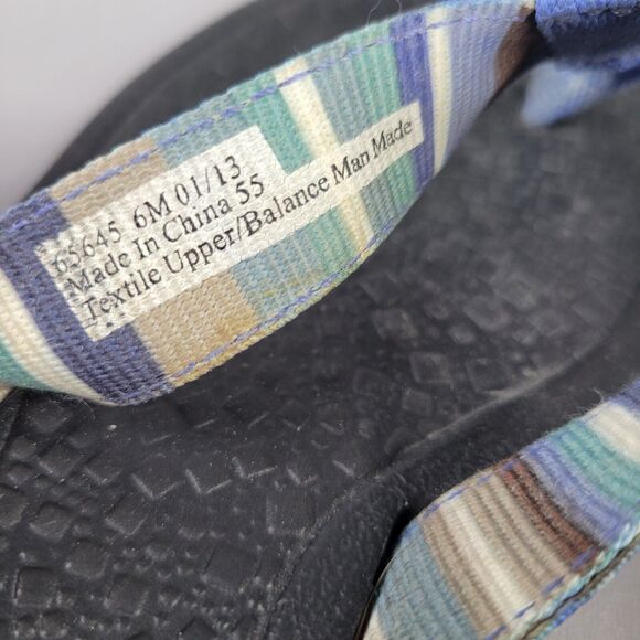 Clarks Tate Muse Flip Flops Striped Strap Slip On Thong Sandals Blue Size 6M - Picture 11 of 12